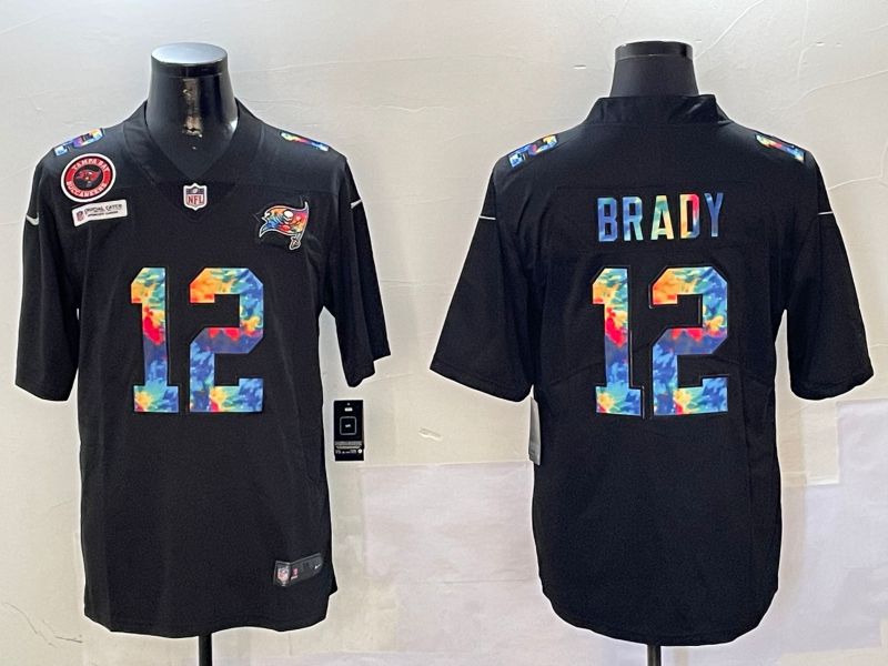 Men Tampa Bay Buccaneers #12 Brady Black Rainbow 2024 Nike Limited NFL Jersey style 2->tampa bay buccaneers->NFL Jersey
